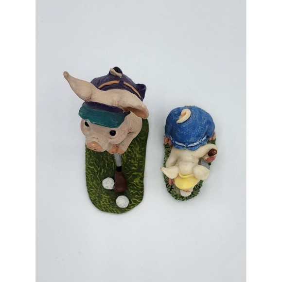 Golfing Pigs Calabar Creations LOT/2 Pig Hollow Pete Apsit figurine Vintage READ - Picture 10 of 16